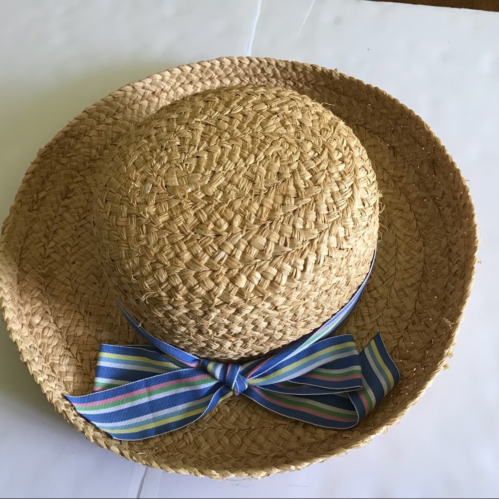 Liz Claiborne |Summer Straw Ribbon Sun Hat  Floppy